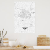 Cork, Ierland (zwart op wit) Poster (Keuken)