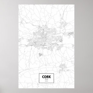 Cork, Ierland (zwart op wit) Poster