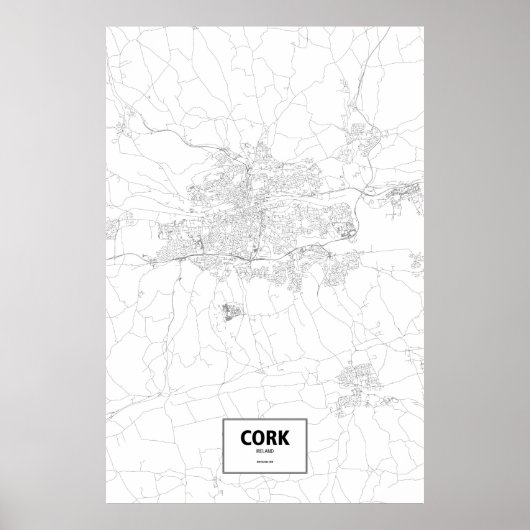 Cork, Ierland (zwart op wit) Poster (Voorkant)