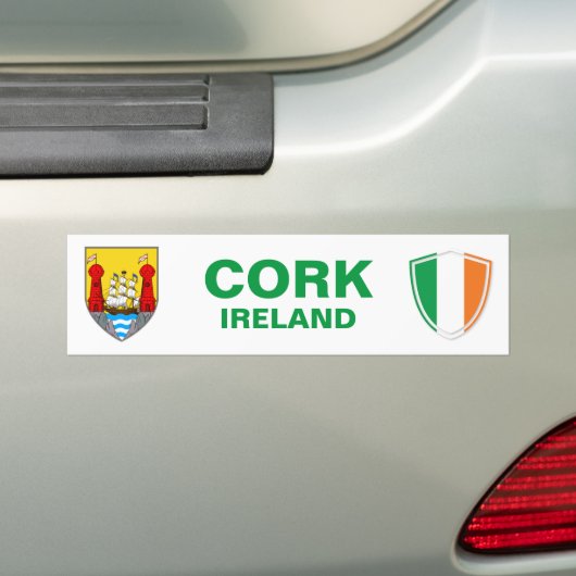 Cork Ireland Crest en Irish Flag Bumpersticker (Op auto)