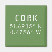Cork Ireland Longitude Latitude Magneet (Voorkant)