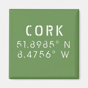 Cork Ireland Longitude Latitude Magneet