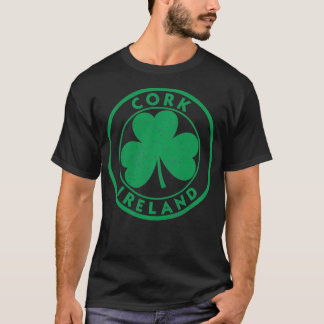 Cork Ireland  Shamrock Sign Distress Gree T-shirt
