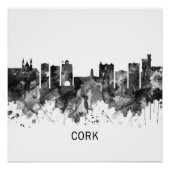 Cork Ireland Skyline BW Perfect Poster (Voorkant)