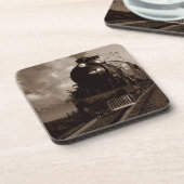 Cork Onderzetter Sepia Steam Locomotive Train (Linkerzijde)