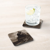 Cork Onderzetter Sepia Steam Locomotive Train (Rechterzijde)