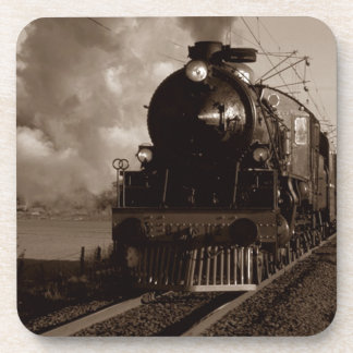 Cork Onderzetter  Sepia Steam Locomotive Train