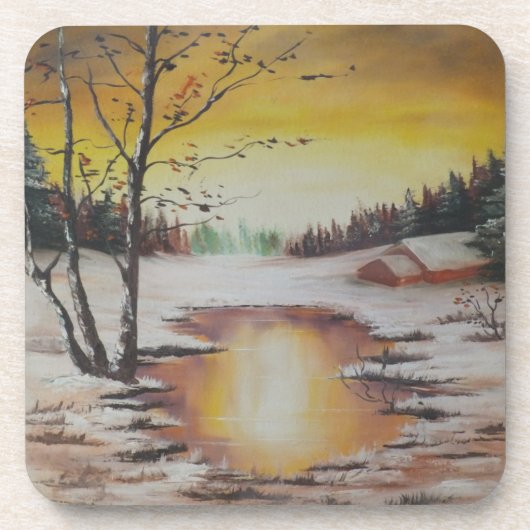 Cork Onderzetter set Ann Hayes Winter Scene (Voorkant)