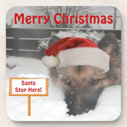 Cork Onderzetter set German Shepherd Stop Hier Sig (Voorkant)