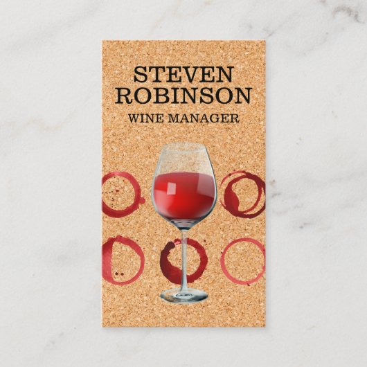 Cork Print | Rood wijnglas en gordel Visitekaartje (Voorkant)
