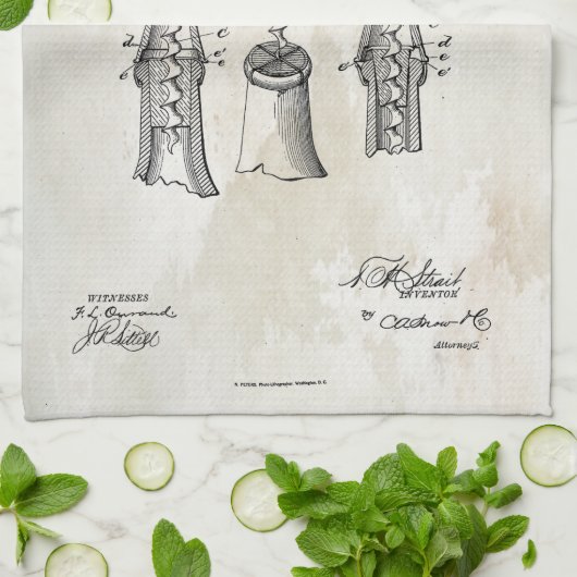 Corkschroef Patent Print 1883 handdoek (Gevouwen)