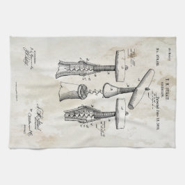 Corkschroef Patent Print 1883 handdoek
