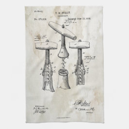 Corkschroef Patent Print 1883 handdoek