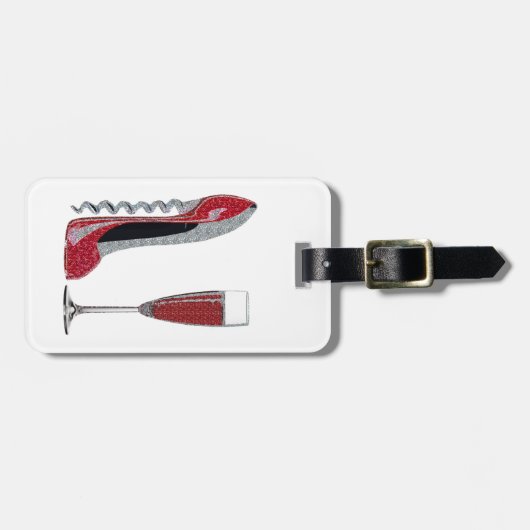 Corkschroef Red Stiletto en Red Wine Art Bagagelabel (Voorkant horizontaal)