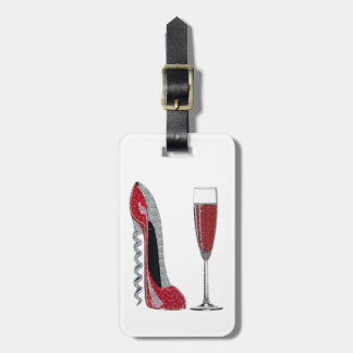 Corkschroef Red Stiletto en Red Wine Art Bagagelabel