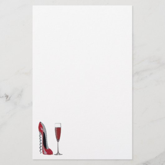 Corkschroef Red Stiletto en Red Wine Art Briefpapier (Voorkant)