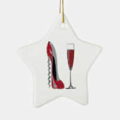 Corkschroef Red Stiletto en Red Wine Art Keramisch Ornament (Rechts)