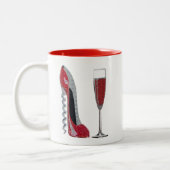 Corkschroef Red Stiletto en Red Wine Art Tweekleurige Koffiemok (Links)