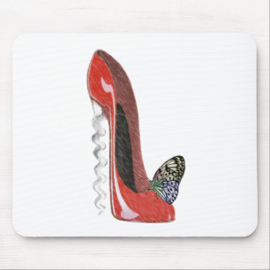 Corkschroef Red Stiletto Shoe and Butterfly Art Gi Muismat