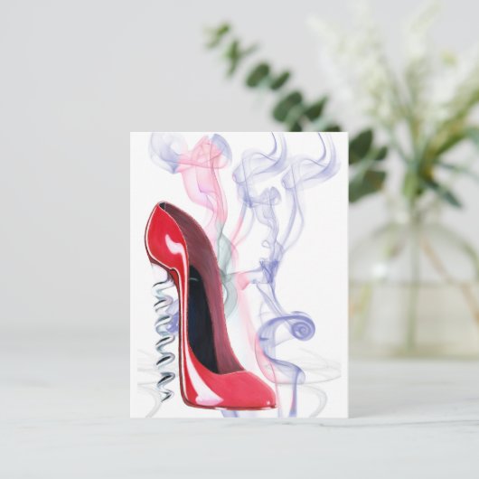Corkschroef Red Stiletto Shoe Briefkaart (Staand voorkant)