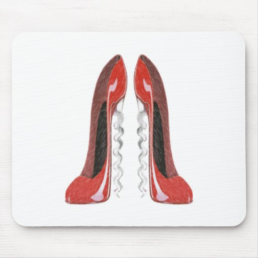 Corkschroef Red Stiletto Shoes Muismat (Voorkant)