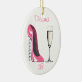 Corkschroef Roze Stiletto en Champagne Ornament (Rechts)