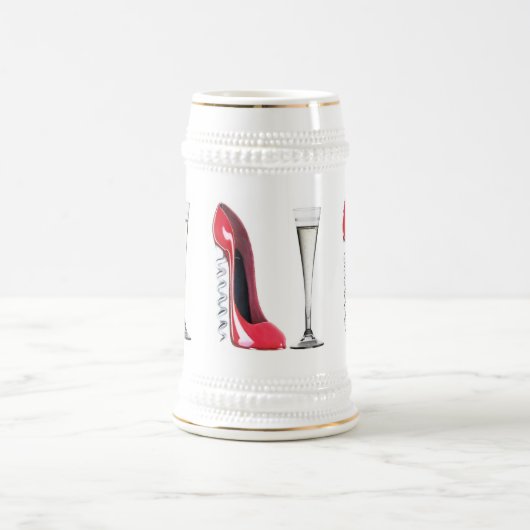 Corkschroef Stiletto Shoe en Champagne Flute Glass Bierpul (Center)