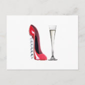 Corkschroef Stiletto Shoe en Champagne Flute Glass Briefkaart (Voorkant)