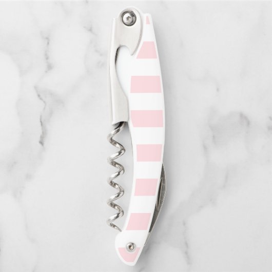 Corkscrew Bottle Opener Pink & White Stripe (Voorkant)