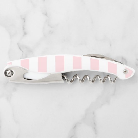 Corkscrew Bottle Opener Pink & White Stripe (Voorkant)