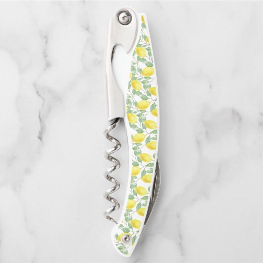 Corkscrew Bottle Opener Yellow and White Lemons (Voorkant)