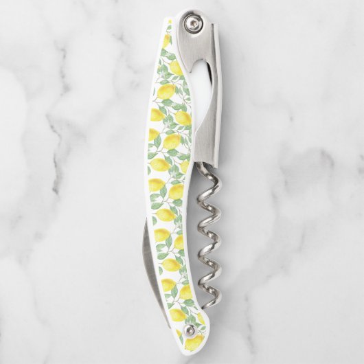 Corkscrew Bottle Opener Yellow and White Lemons (Achterkant)