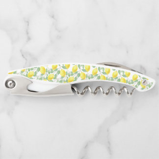 Corkscrew Bottle Opener Yellow and White Lemons