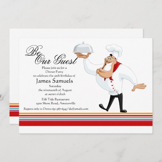 Corky Chef Dinner Party Uitnodiging (Voorkant / Achterkant)