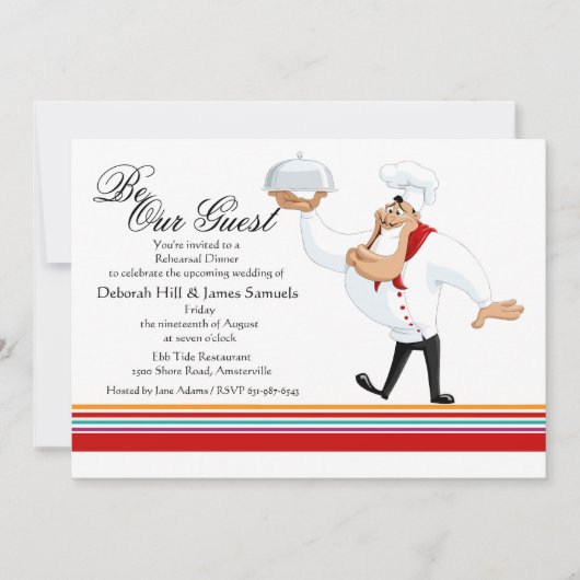 Corky Chef Rehearsal Dinner Party Invitation Kaart (Voorkant)