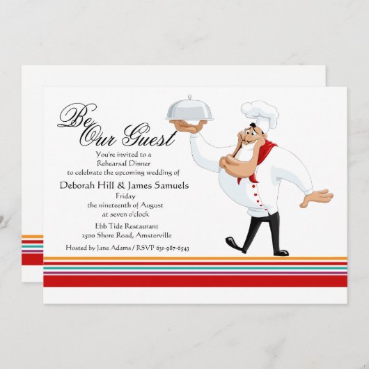 Corky Chef Rehearsal Dinner Party Invitation Kaart (Voorkant / Achterkant)