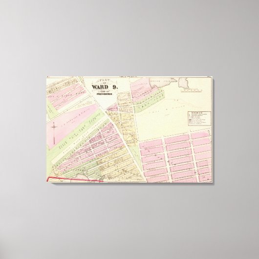 Corliss Cove Cunliffs Pond en Cranston Atlas Map Canvas Afdruk (Voorkant)
