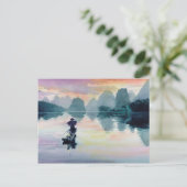 "Cormorant Fisherman" Waterverf China Briefkaart (Staand voorkant)