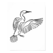Cormorant Line Art Irish Coastal Wildlife