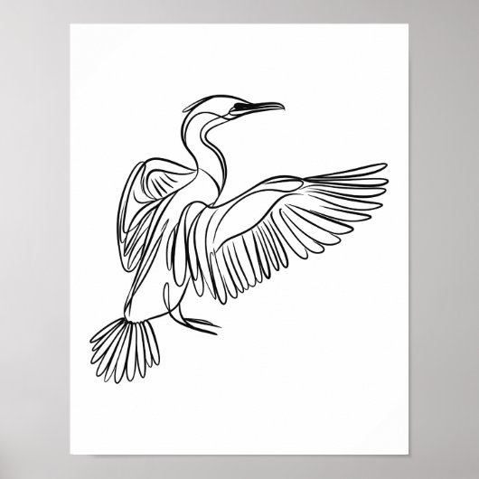 Cormorant Line Art Irish Coastal Wildlife Poster (Voorkant)
