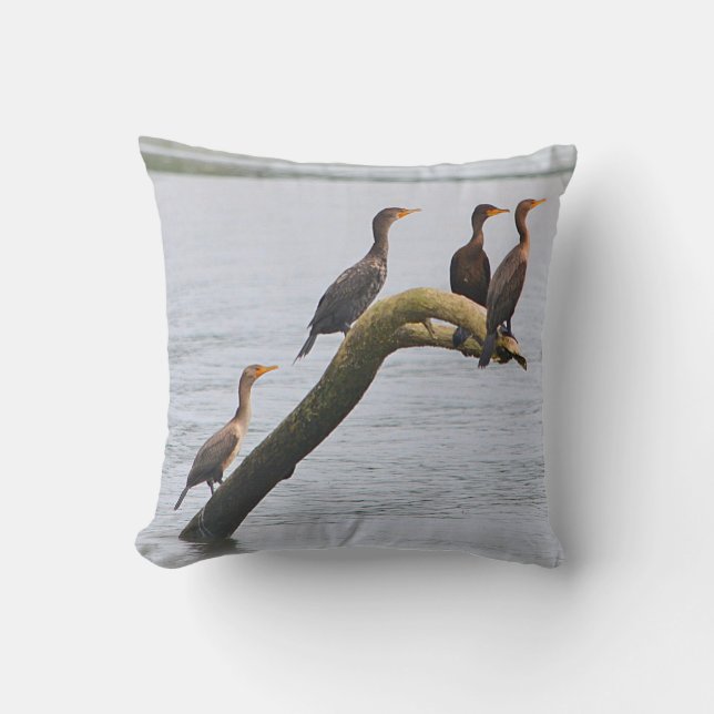 Cormorant Seabird Pillow Kussen (Voorkant)