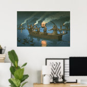 Cormorant Vissen Kawase Hasui 1954 Poster (Thuiskantoor)