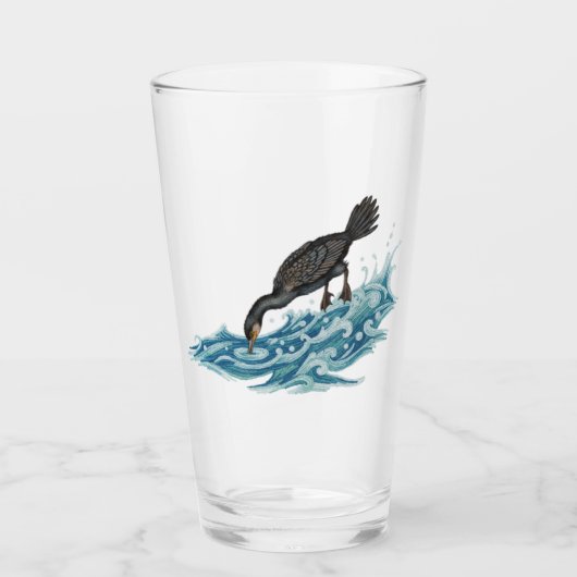Cormorantvissen in golven glas (Voorkant)