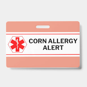 Corn Allergie Alarm Noodkaart Badge