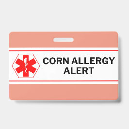 Corn Allergie Alarm Noodkaart Badge