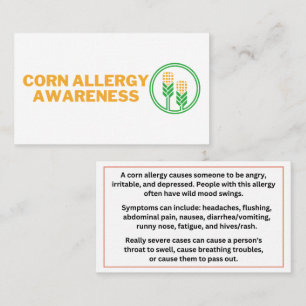 Corn Allergie Awareness Oproepkaarten Contactkaartje