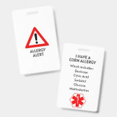 Corn Allergy Alert Badge (Front & Back)