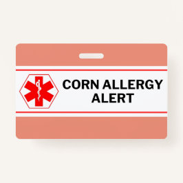 Corn Allergy Alert Emergency Kaart Badge