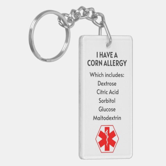 Corn Allergy Alert Sleutelhanger (Voorkant Links)
