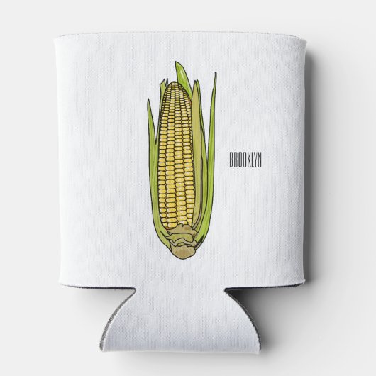 Corn cartoon illustratie blikjeskoeler (Achterkant)